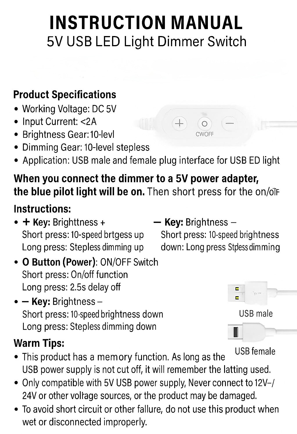 USB DIMMER SWITCH (for Pyro and Pyro+e)